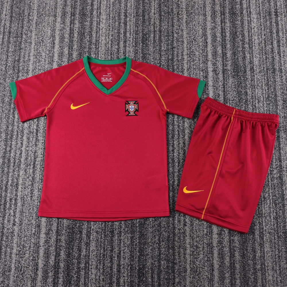 2006 World Cup Portugal Home Retro Kids Jersey 