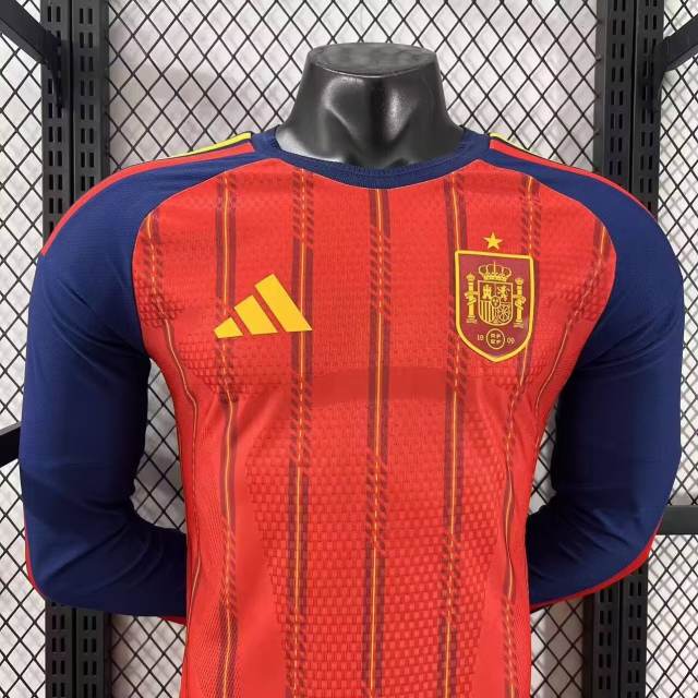 2026 World Cup Spain Home Jersey Player Version Long Sleeve