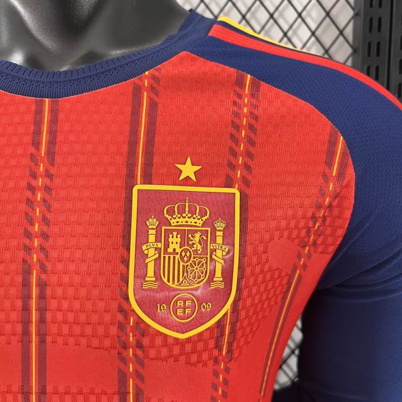 2026 World Cup Spain Home Jersey Player Version Long Sleeve