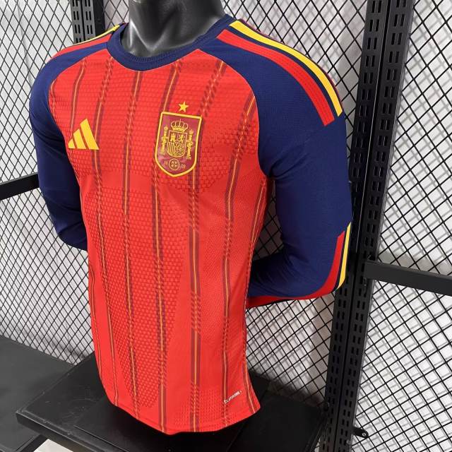 2026 World Cup Spain Home Jersey Player Version Long Sleeve