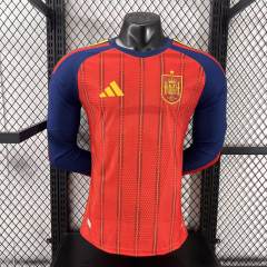 2026 World Cup Spain Home Jersey Player Version Long Sleeve