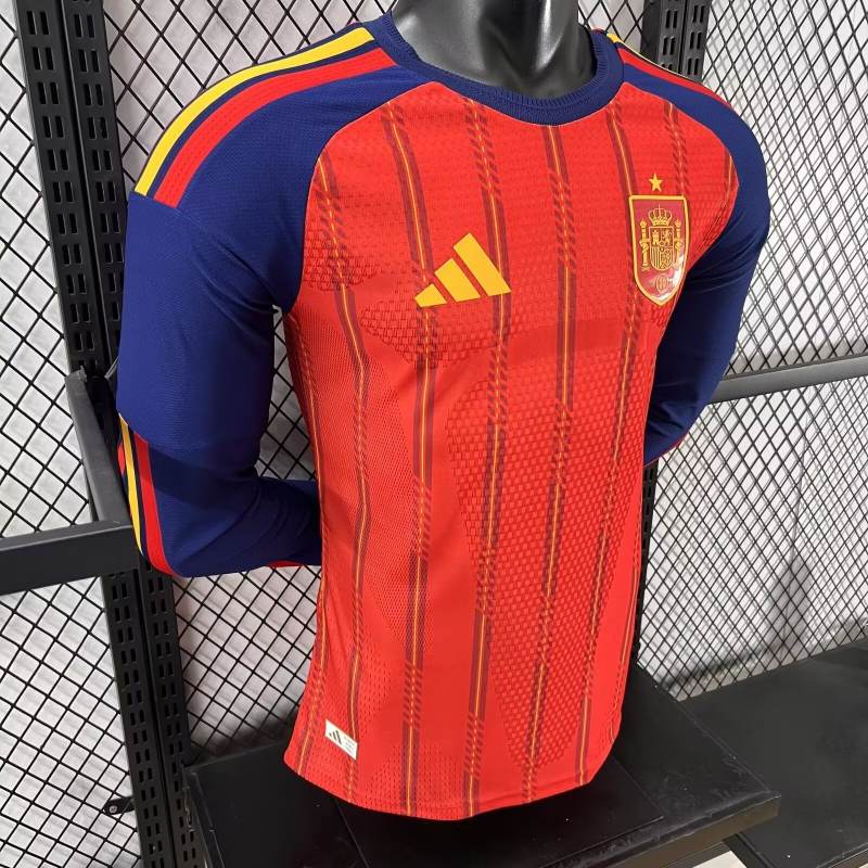 2026 World Cup Spain Home Jersey Player Version Long Sleeve
