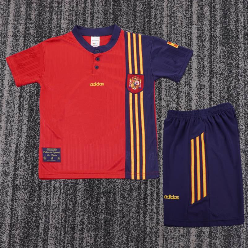 1996 Euro Cup Spain Home Retro Kids Jersey  
