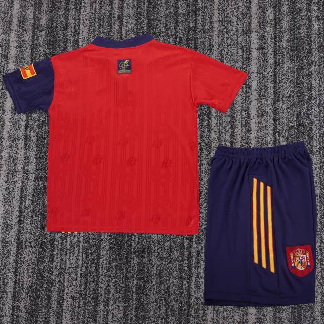 1996 Euro Cup Spain Home Retro Kids Jersey  