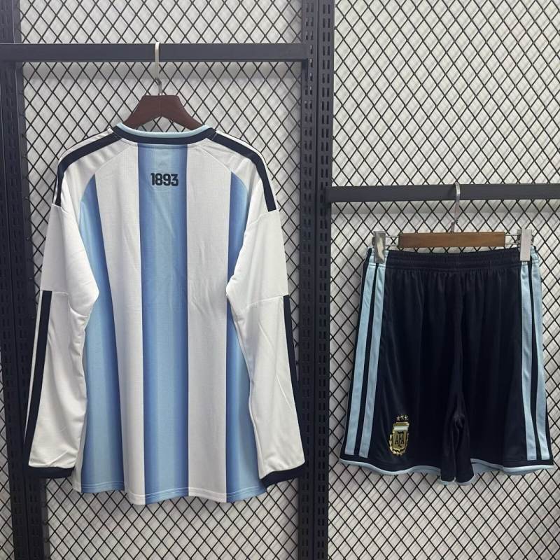 2026 World Cup Argentina Home Kids Jersey Long Sleeve