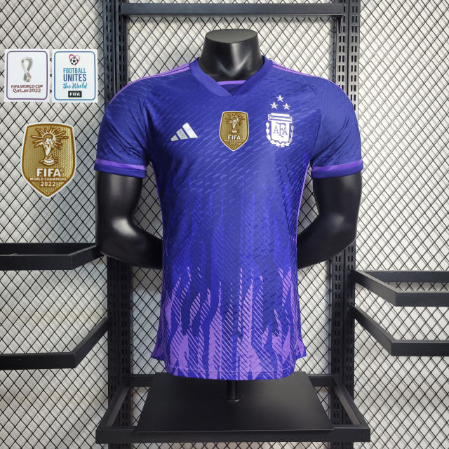 2022 World Cup Argentina Away 3-Star Retro Jersey Player Version