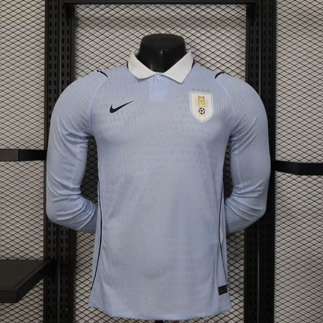 2026 World Cup Uruguay Home Jersey Player Version Long Sleeve