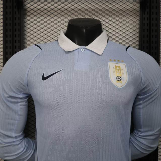 2026 World Cup Uruguay Home Jersey Player Version Long Sleeve