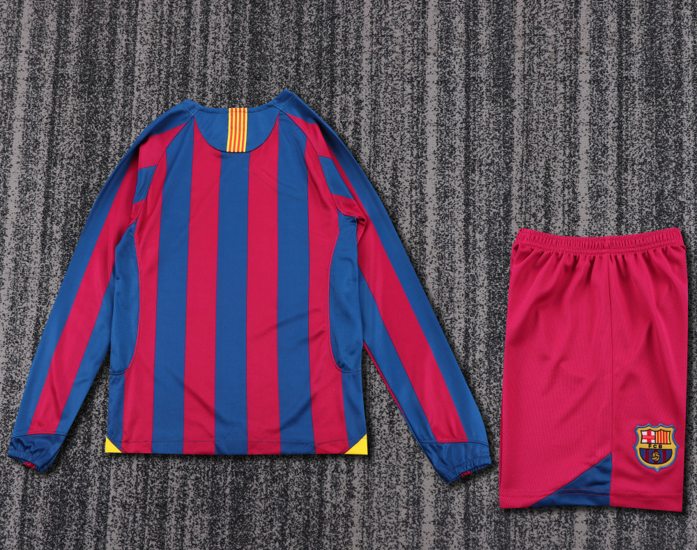 2005/06 Barcelona Home Retro Kids Jersey Long Sleeve