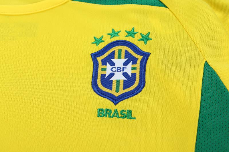 2002 World Cup Brazil Home Retro Kids Jersey Long Sleeve