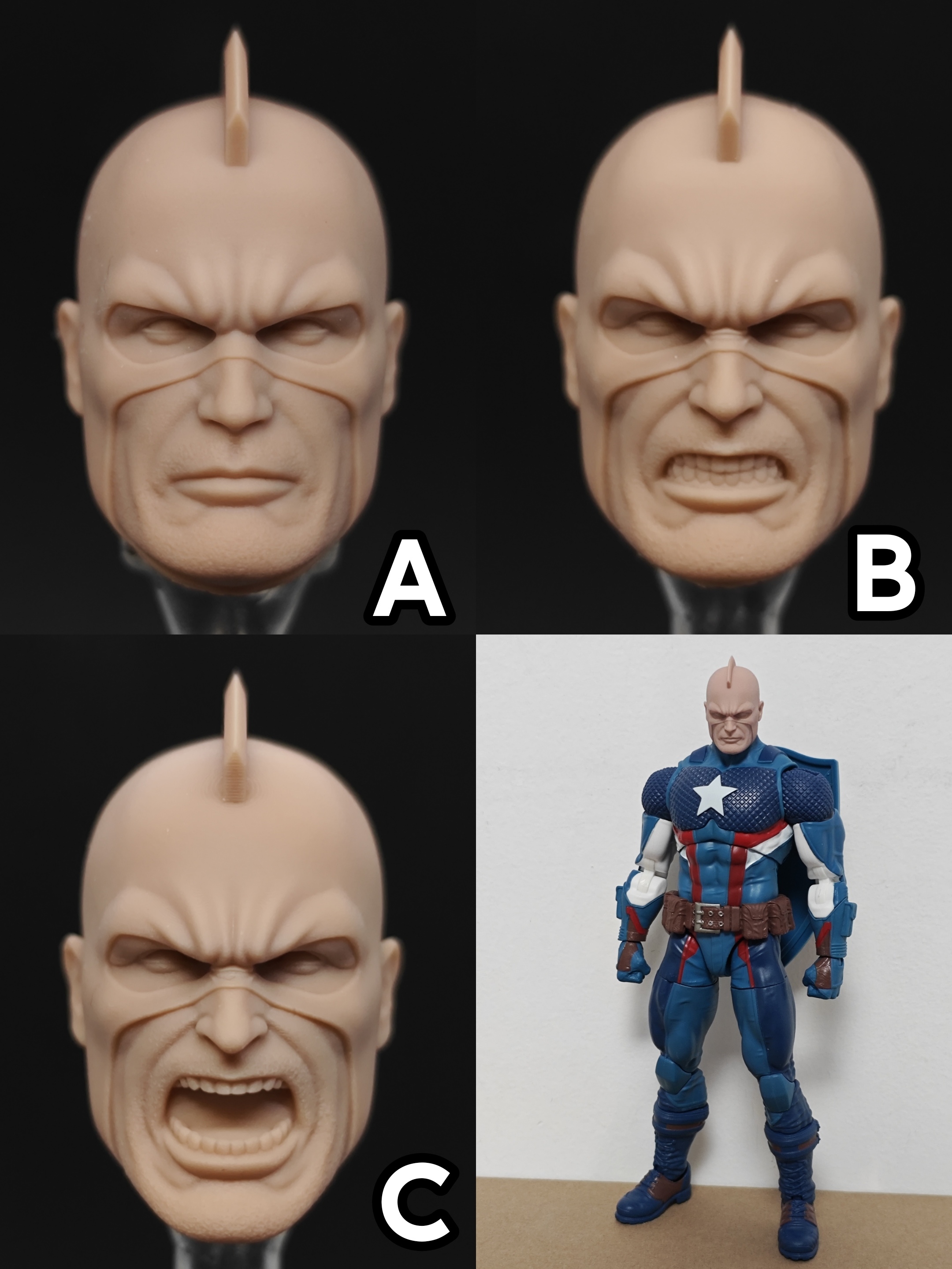 漫威ml海洋堂mafex 苏联美国队长红色守卫 头雕白膜bm23339