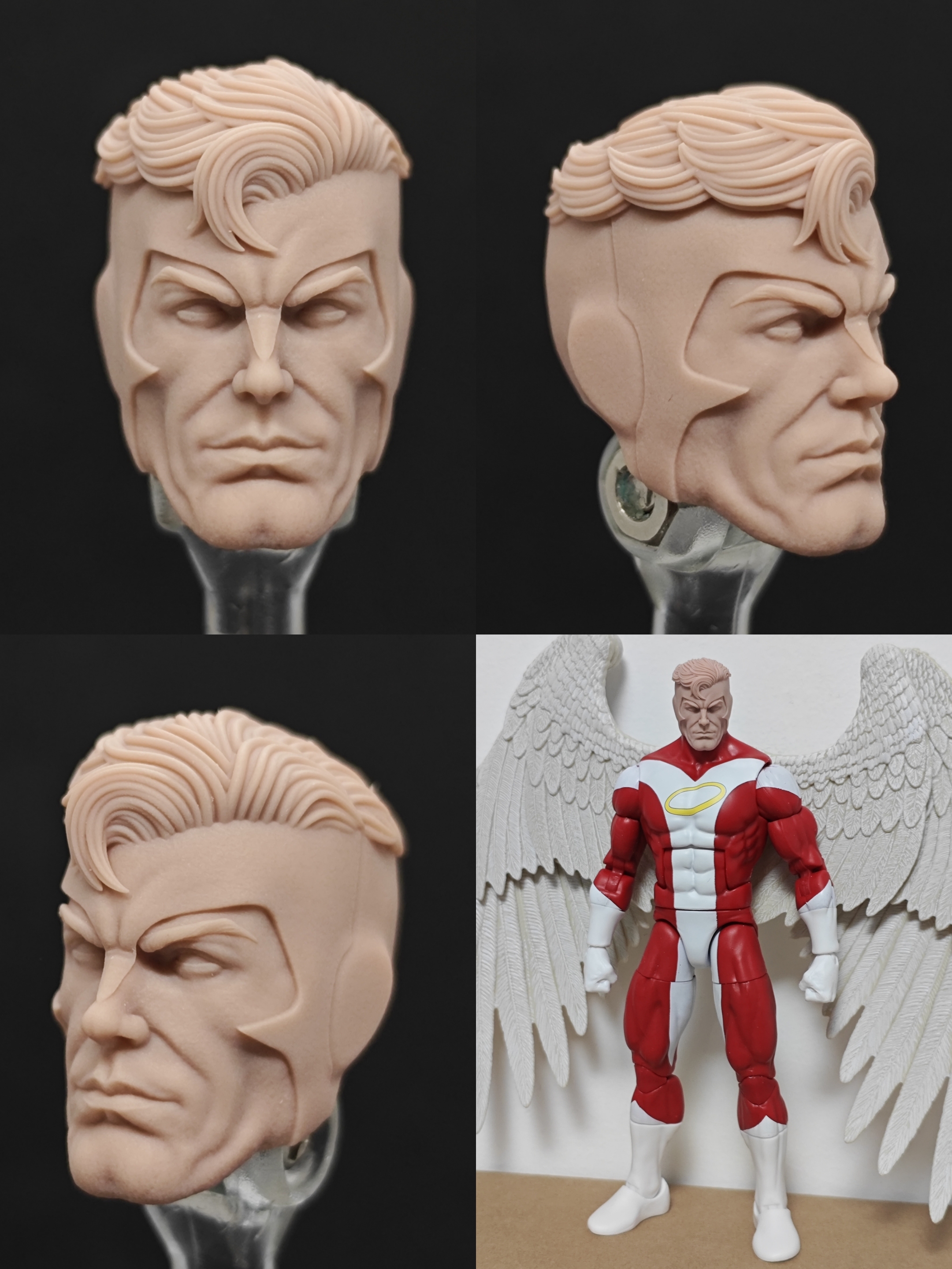 漫威ml x战警 alex ross ar风格 天使 头雕白膜bm23379