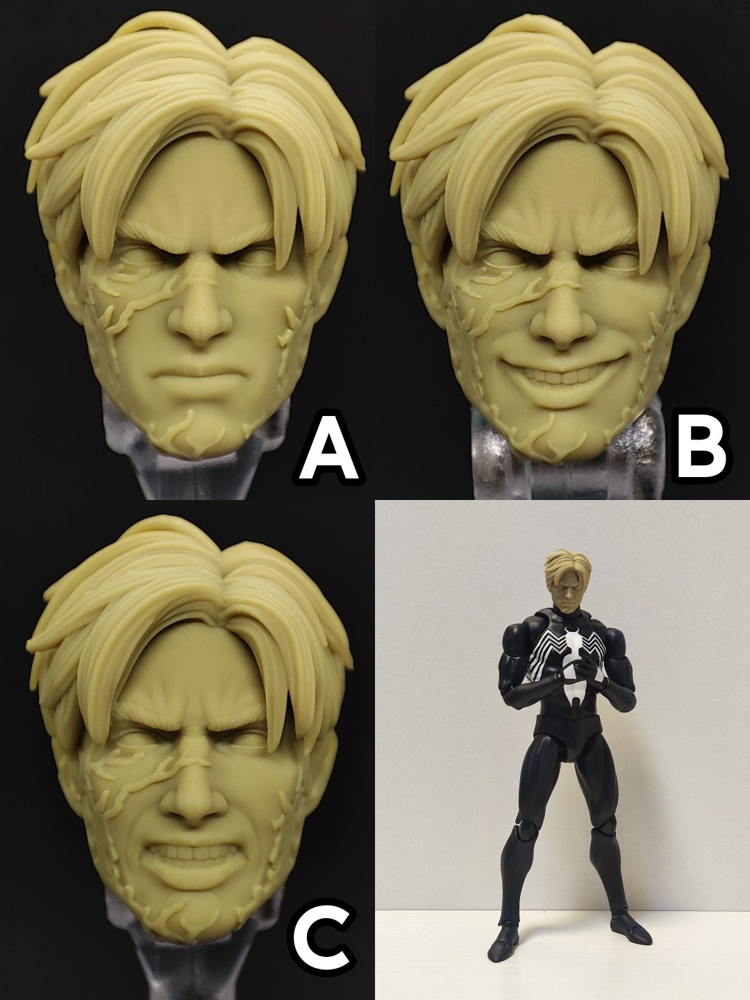 漫威ml mafex 蜘蛛侠 共生体 毒液 v2 头雕白膜bm23186