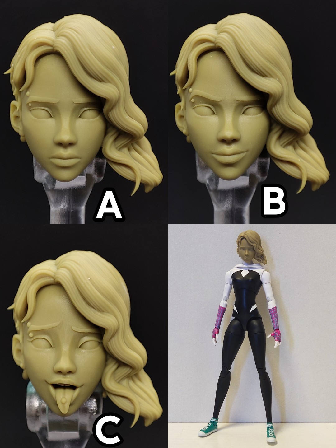 漫威ml mafex  千值练 shf 格温 格纹 头雕白膜bm23163