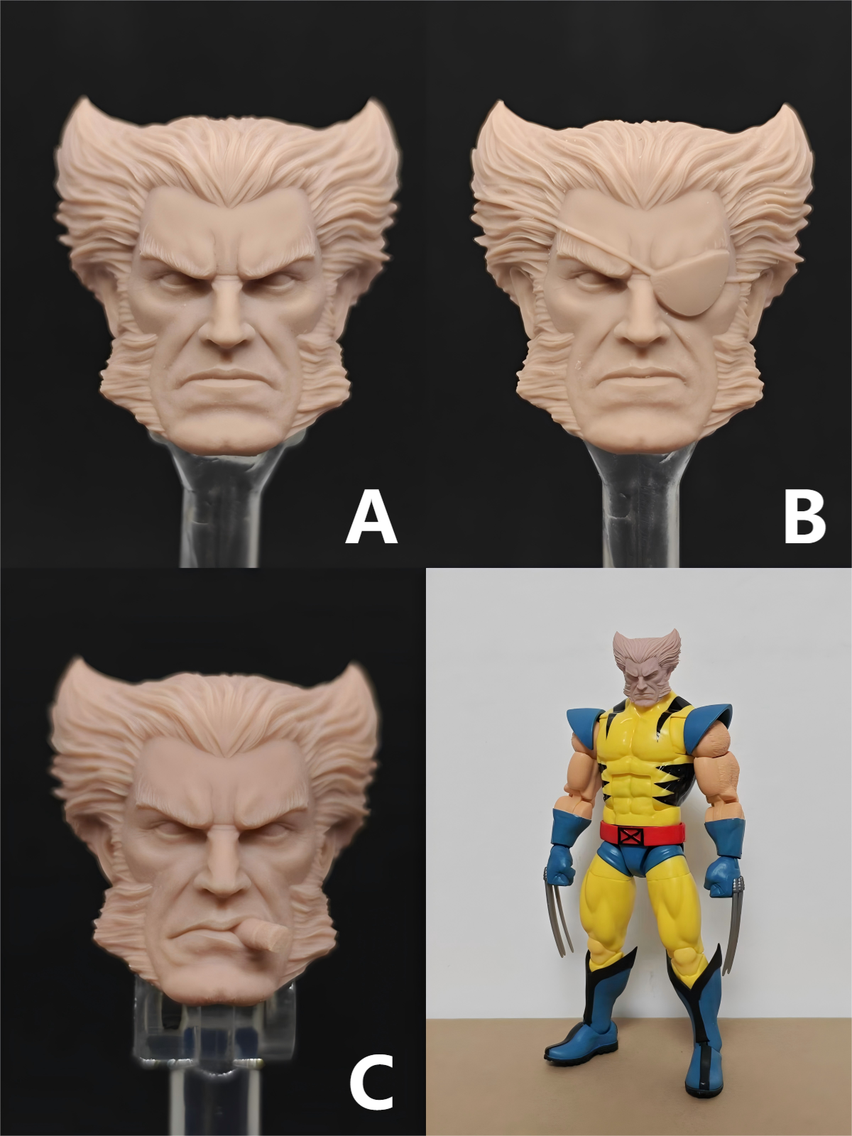 Marvel  Wolverine Logan One-Eyed  unpainted headsculpt bm23301