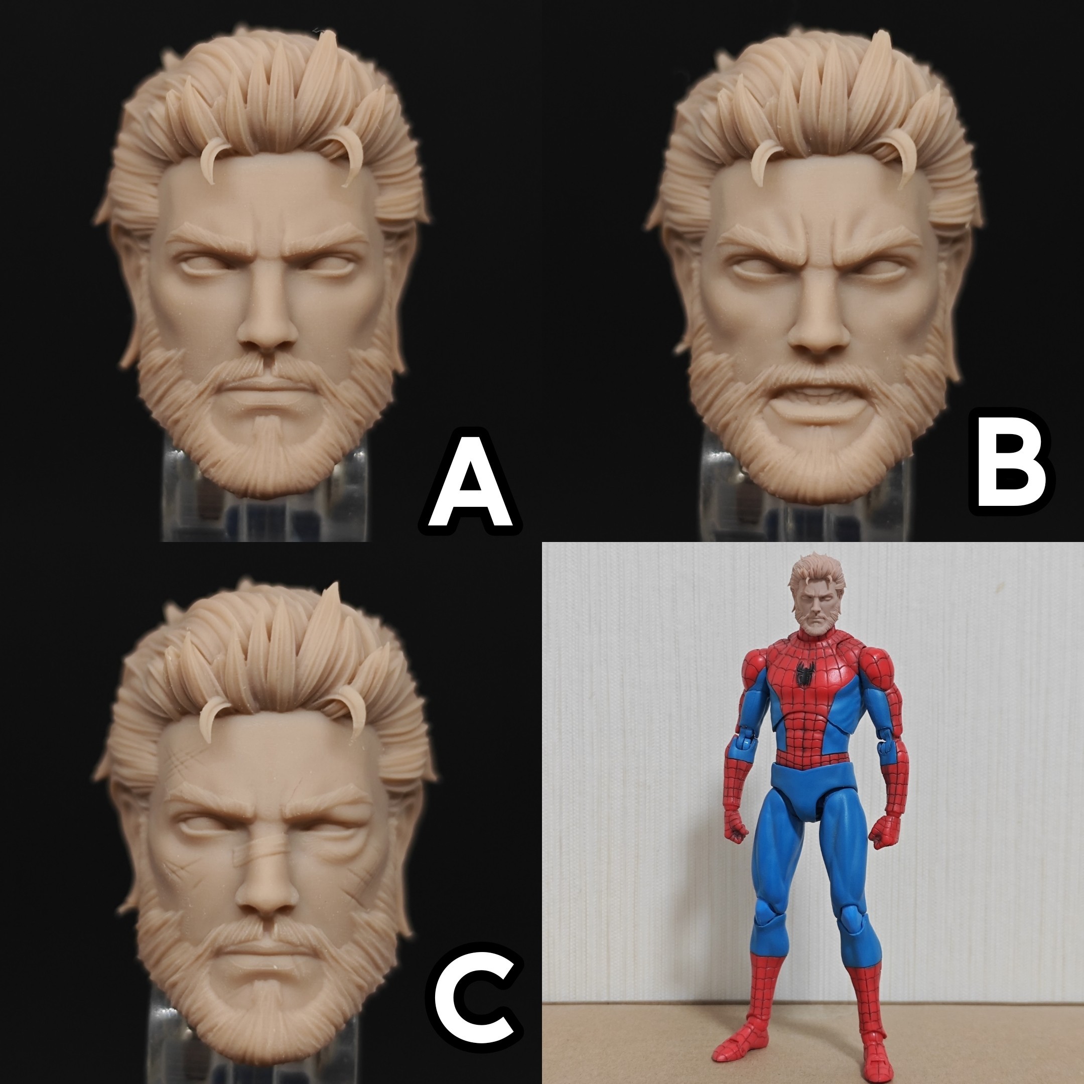 Marvel Ultimate Universe v3 Peter Parker PP Bearded Spider-Man unpainted headsculpt bm23622