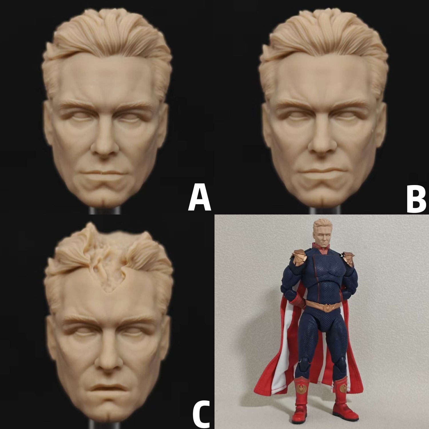 The Boys, Homelander, Black Noir unpainted headsculpt bm24081