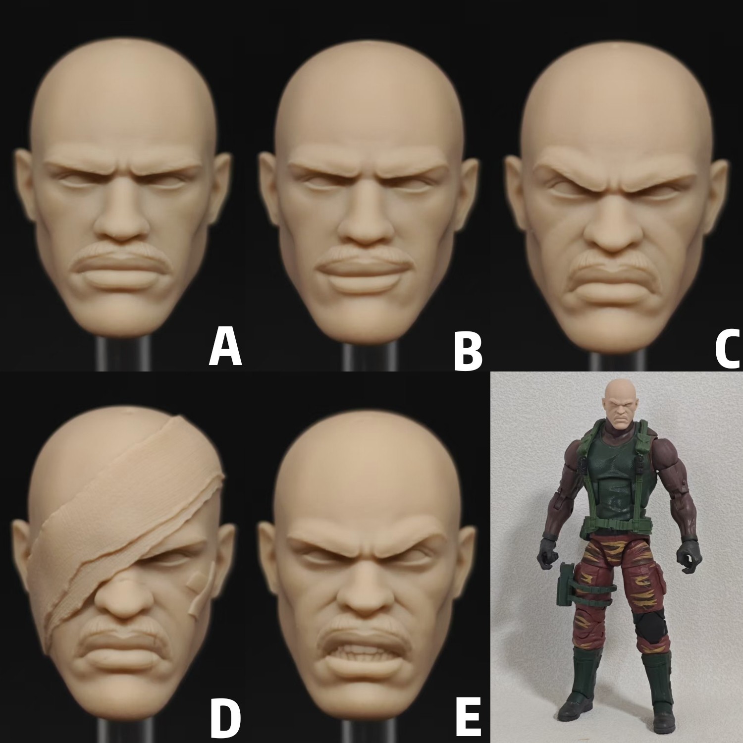 Correct spelling: G.I. Joe unpainted headsculpt bm24036