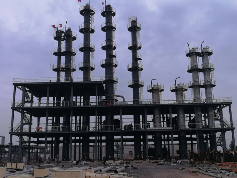 Industrial Distillation Tower and Reboiler Unit