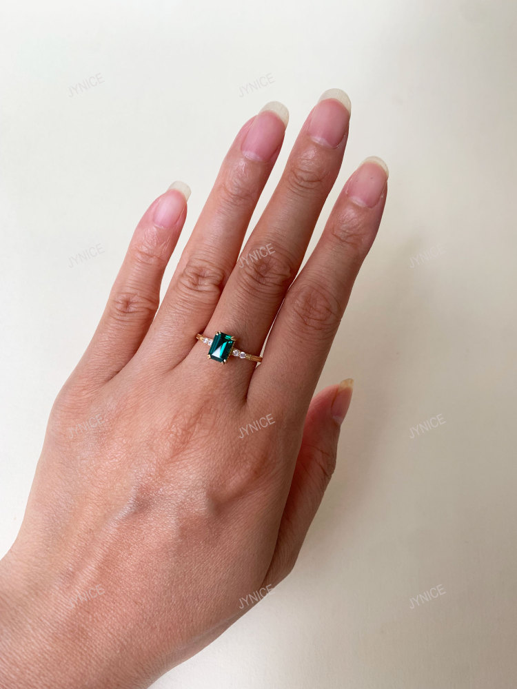 Vintage Emerald Engagement Ring Gold Dainty May Birthstone Green Gemstone Unique Sterling Silver Promise Wedding Statement Jewelry Vintage Emerald Engagement Ring 10k 14k 18k Solid Gold Promise Wedding Statement Ring
