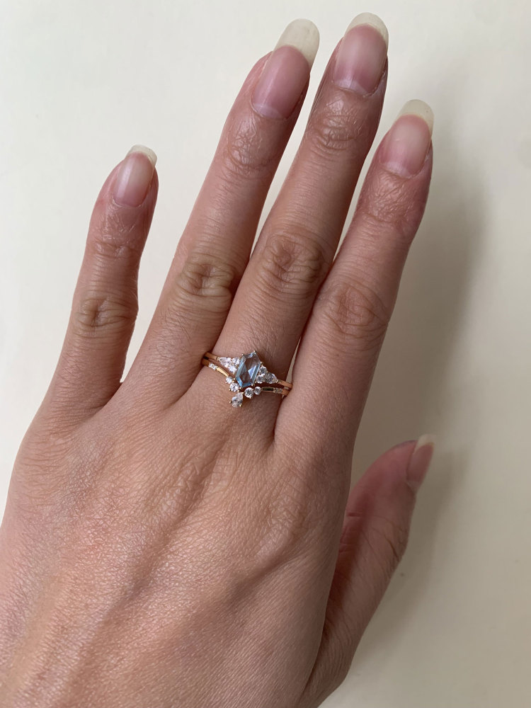 Curved Wedding Band Pear Cut Cubic Zirconia Unique Chevron Stacking Band V Shaped CZ Stackable Ring Anniversary Gift for her