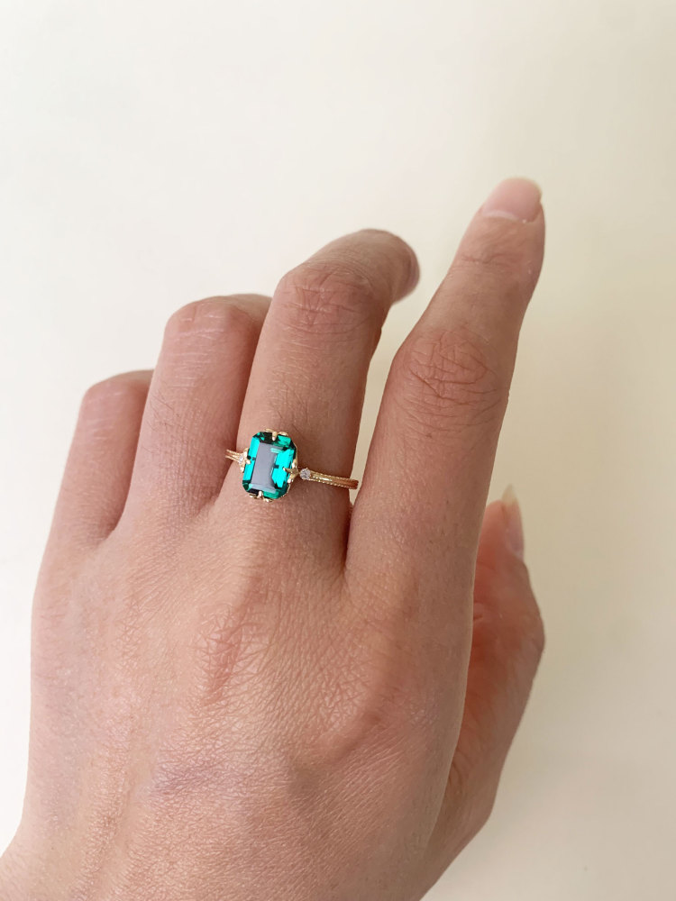 Emerald Engagement Ring Gold Dainty May Birthstone Rings Vintage Green Gemstone Sterling Silver Promise Wedding Anniversary Jewelry