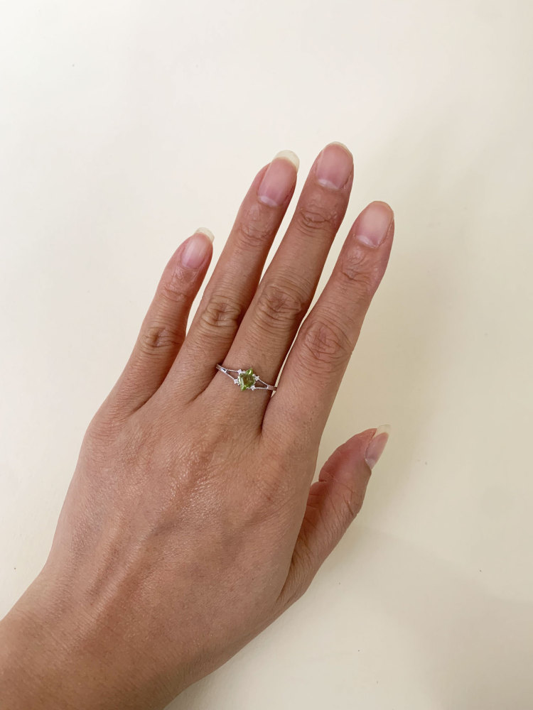 Peridot Promise Ring Sterling Silver Green Olivine August Birthstone Rings Dainty Art Deco Wedding Anniversary Ring