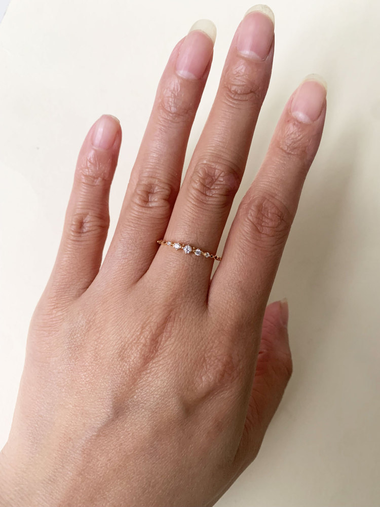 Vintage Cubic Zirconia Wedding Band Unique 5 stone Simulated Diamond Stacking Band Dainty Unique CZ Matching Band for Women