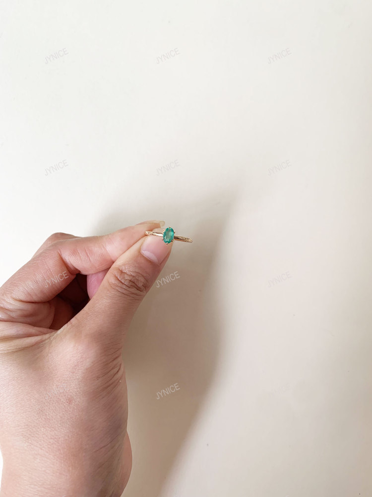 Dainty Chrysoprase Ring Vintage Filigree Gold Plated Green Agate Oval Onyx Solitaire Wedding Anniversary Ring Gift for her