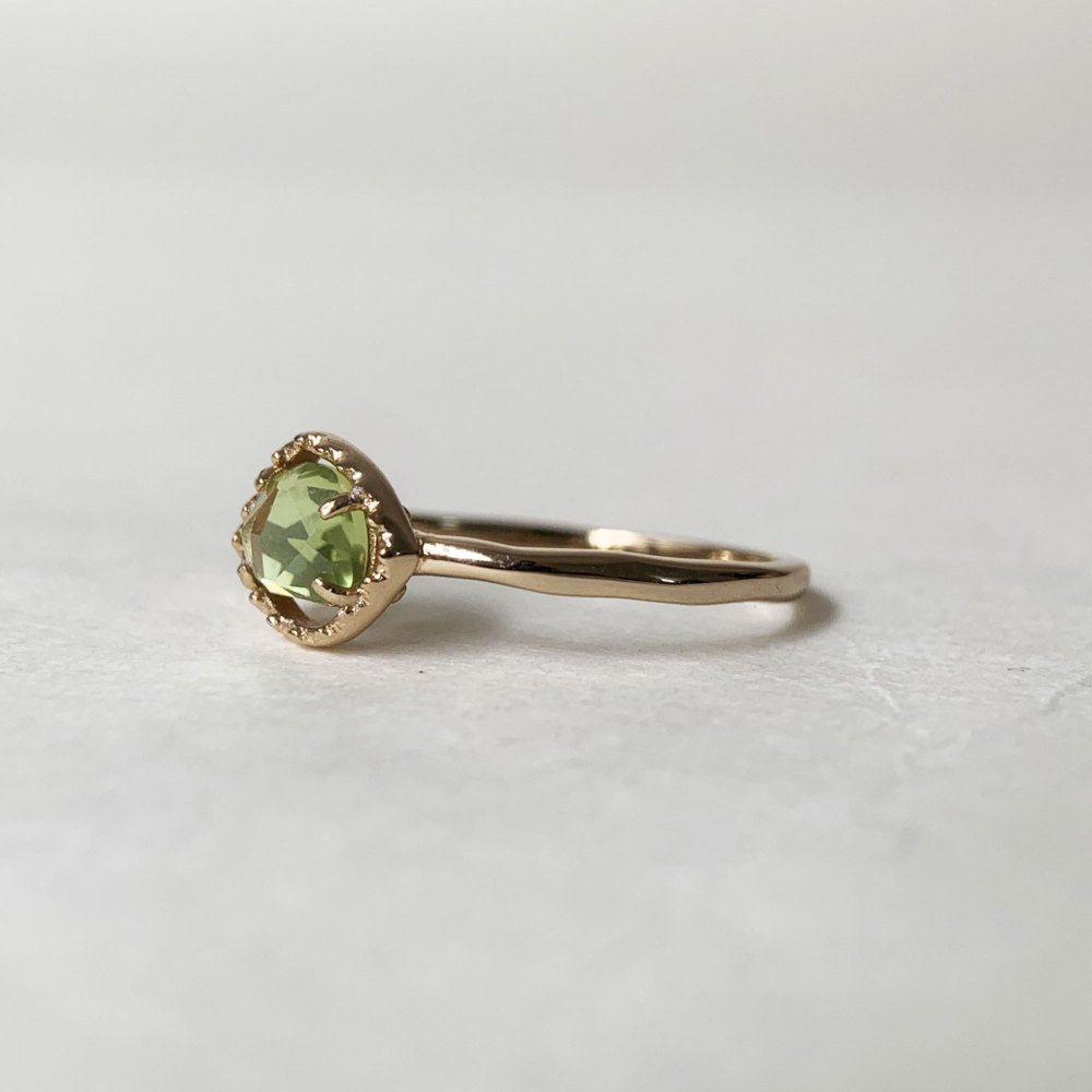 Vintage Peridot Promise Ring Gold Rose Cut Green Olivine August Birthstone Rings Dainty Solitaire Wedding Anniversary Ring