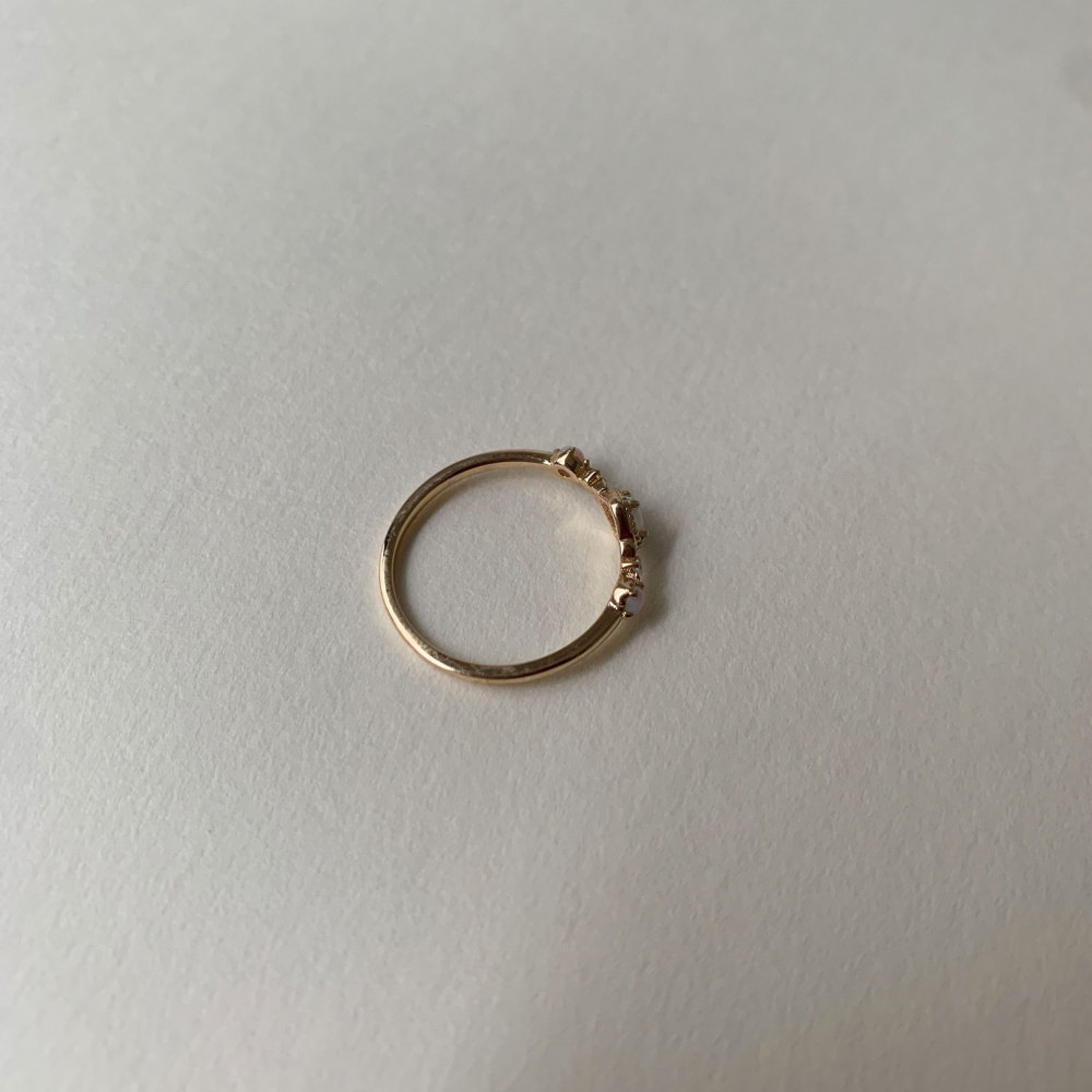 Vintage Opal Promise Ring Gold Plated Sterling Silver Dainty Rings Stacking October Birthstone Art Deco Anniversary Gift