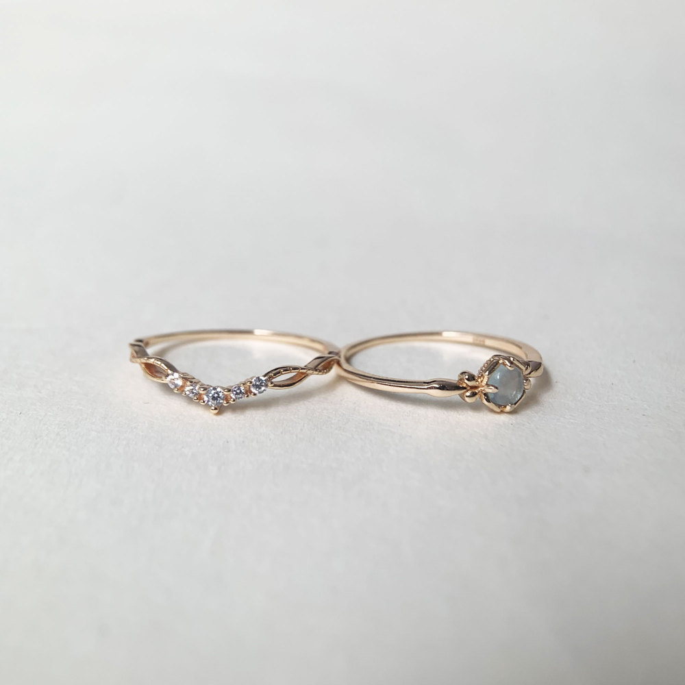 Aquamarine Engagement Ring Set Dainty March Birthstone Minimalist Solitaire Rings Curved Wedding Band for Women Promise Anniversary Jewelry