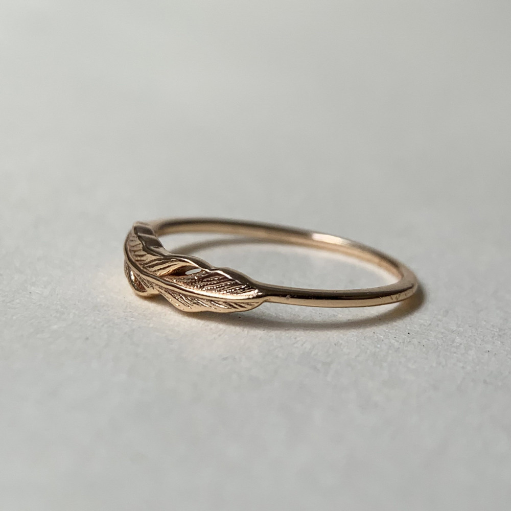 Dainty Feather Ring Gold Sterling Silver Simple Everyday Rings Minimalist Gold Stacking Ring Boho Style Christmas Gift for Her