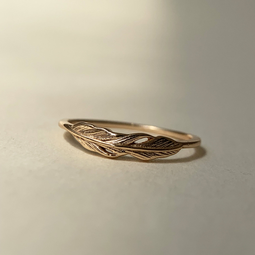 Dainty Feather Ring Gold Sterling Silver Simple Everyday Rings Minimalist Gold Stacking Ring Boho Style Christmas Gift for Her