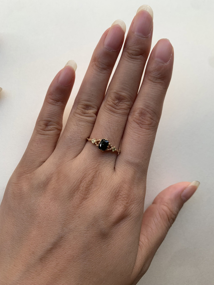 Vintage Green Sandstone Ring Cushion Cut Galaxy Sandstone Ring Gold Plated Dainty Peridot Sterling Silver Unique Art Deco Promise Ring