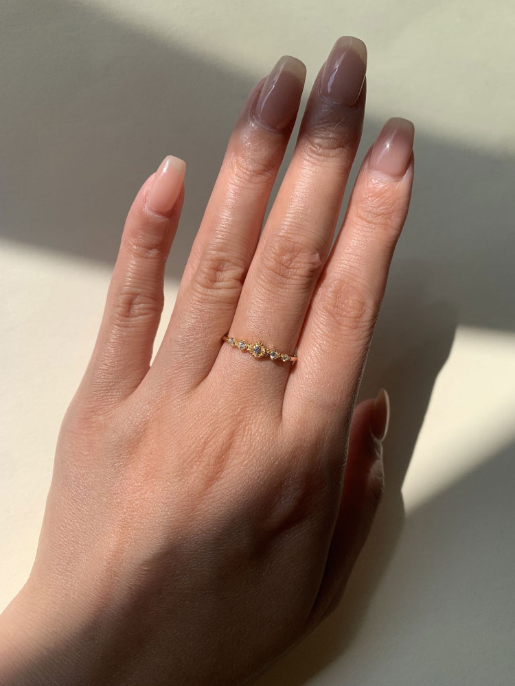 Vintage Wedding Band Gold Unique Stacking Rings Sterling Silver Stackable Ring 5 Stone CZ Ring Bands Birthday Anniversary Gift for Women