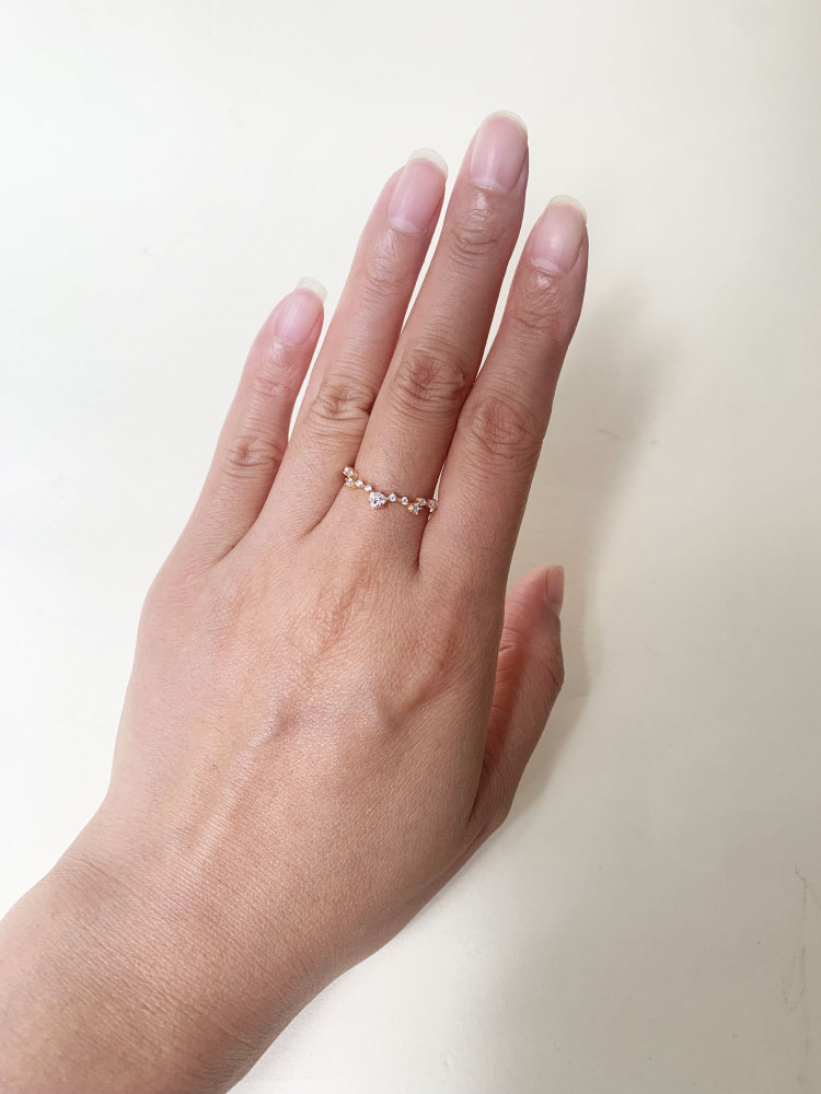 Cubic Zirconia Curved Wedding Band Chevron Stacking Band CZ Stackable Ring