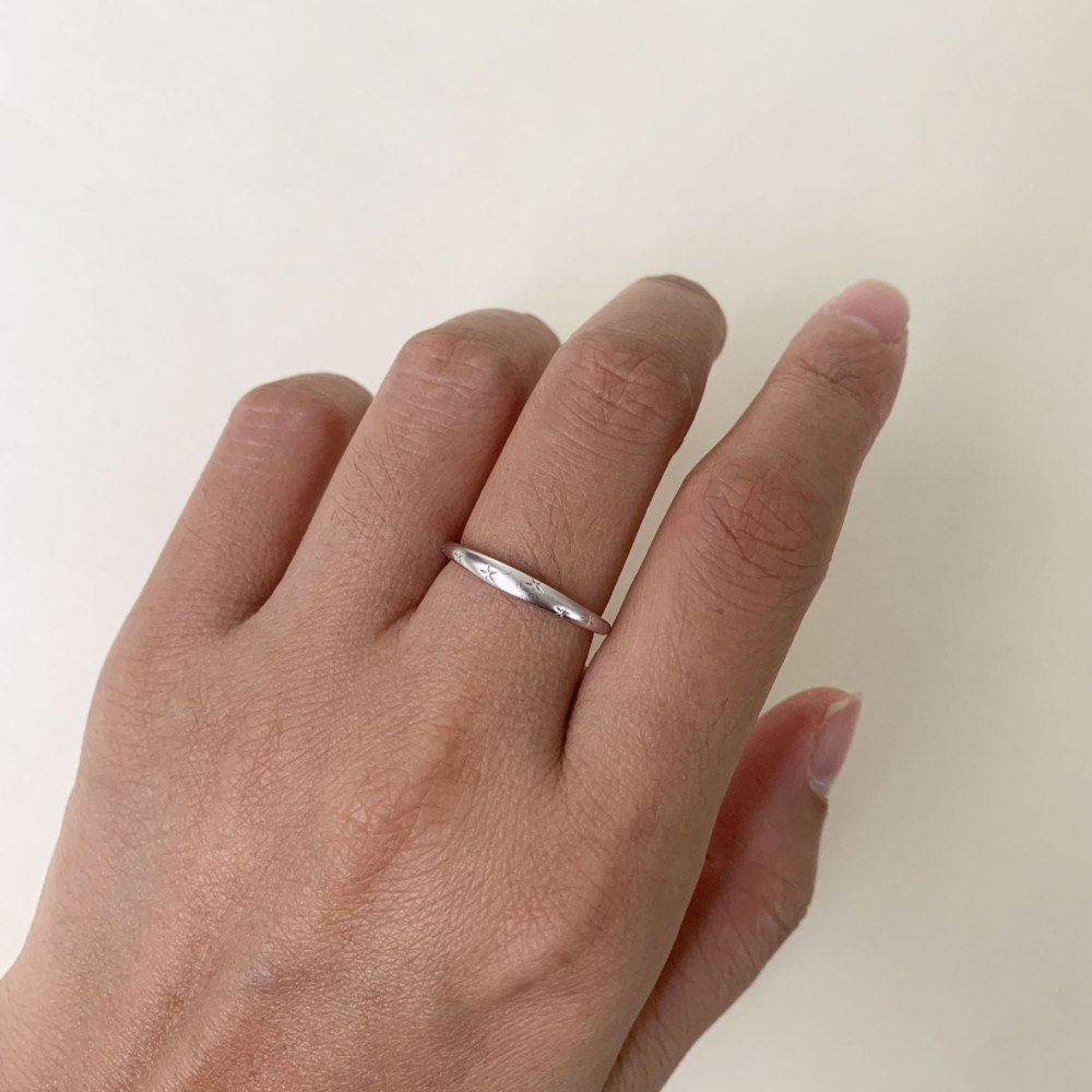 925 Sterling Silver Wedding Band Dainty Star Stackable Ring Minimalist Dome Band Ring Delicate Stacking Ring Birthday Wedding Jewelry Gift