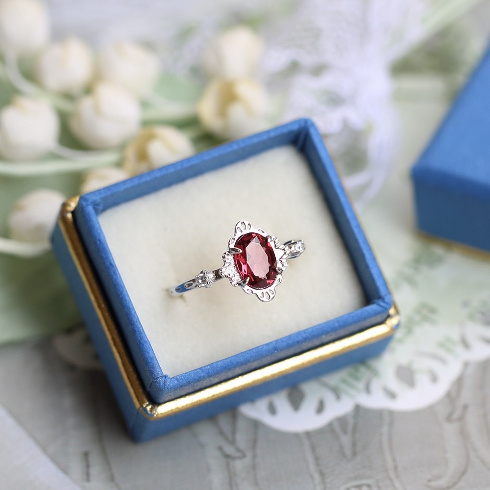 Natural Garnet Ring 925 Sterling Silver January February Birthstone Rings Gold Plated Dainty Amethyst Promise Rings Oval Anniversary Jewelry