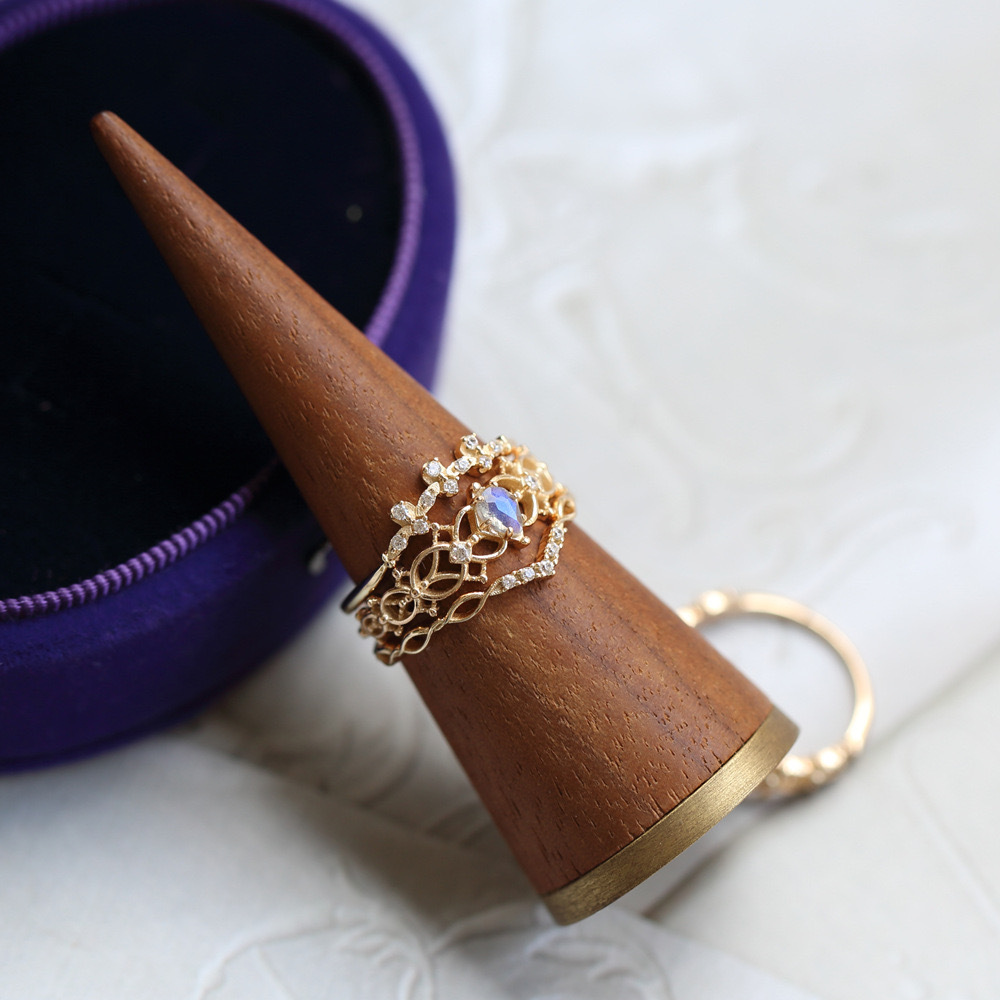 Natural Labradorite Engagement Ring Set Gold Plated 925 Sterling Silver Vintage Unique Promise Anniversary Jewelry gift for Women Antique Bridal Set