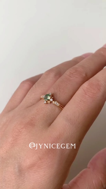 Natural Moss Agate Engagement Ring Gold Vintage Rings Unique Round Gemstone Promise Anniversary Jewelry gift for Women 10k 14k 18k Solid Gold CZ Halo Ring