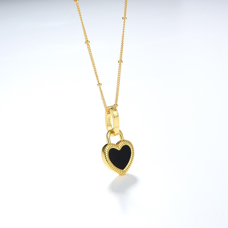 Black Onyx Necklace Gold Plated 925 Sterling Silver Red Green Agate Mother of Pearl Gemstone Chain Necklaces Dangle Hoop Earrings for Women Ear Studs Jewelry Set