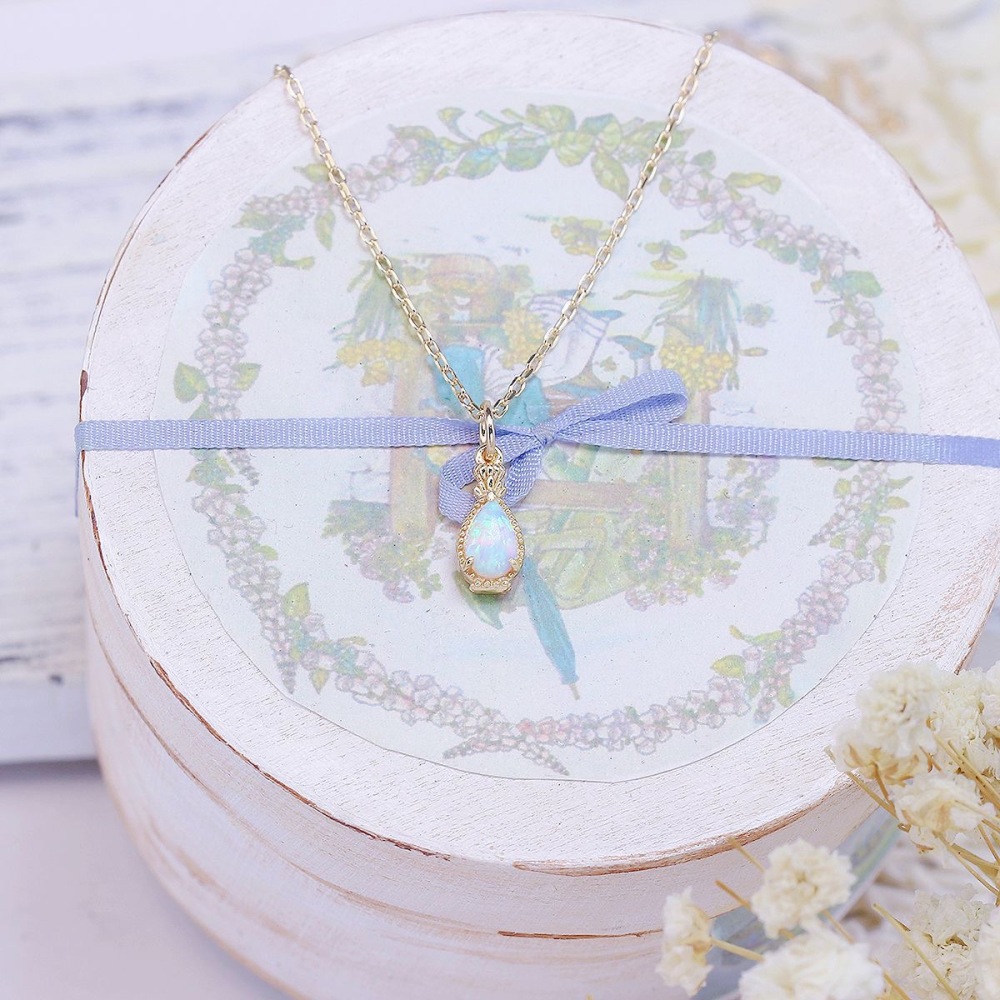 Dainty Opal Necklace Gold Plated 925 Sterling Silver Chain Necklaces for Women October Birthstone Jewelry Perfume Bottle Shaped Pendant