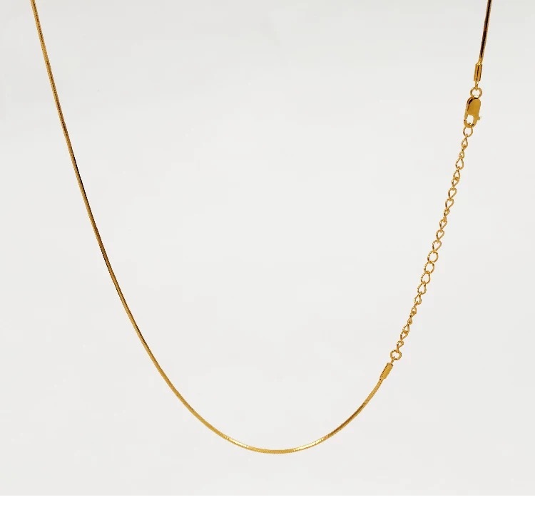 Thin Snake Chain Gold Plated 925 Sterling Silver Slim Stack Snake Chain Necklace for Women