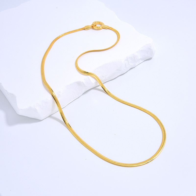 Italian Solid 925 Sterling Silver, Gold Plated Chain Necklaces, Snake Herringbone Necklace for Women, Circle Pendant