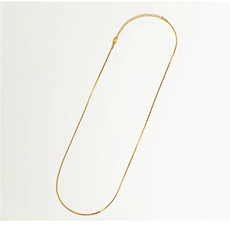 Thin Snake Chain Gold Plated 925 Sterling Silver Slim Stack Snake Chain Necklace for Women