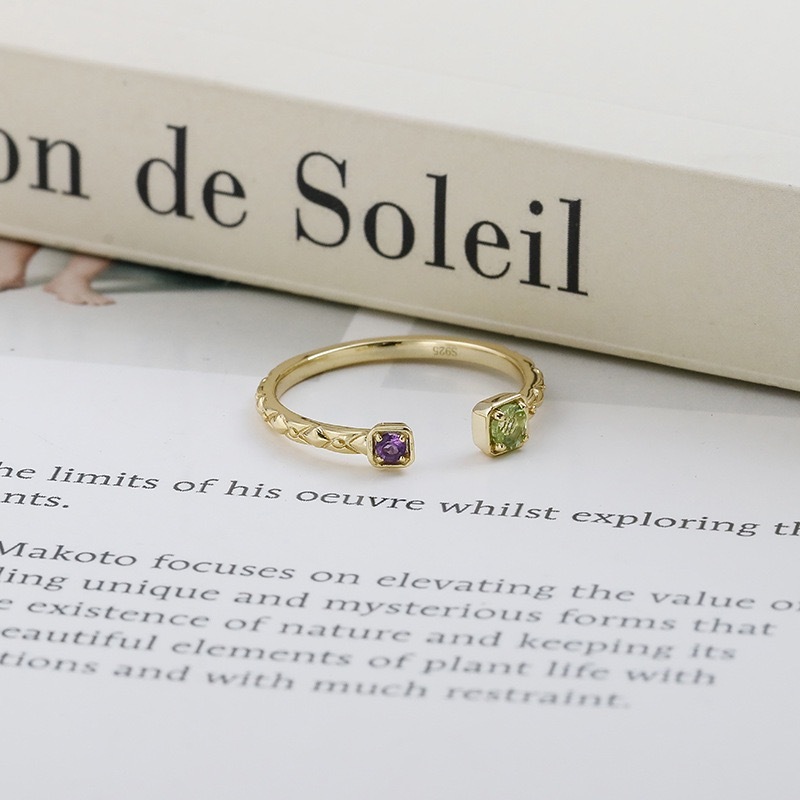 Dainty Peridot Ring Gold Green Olivine August February Birthstone Rings Art Deco Dainty Amethyst Open Adjust Wedding Band Ring Multi Gemstones Jewelry Gift