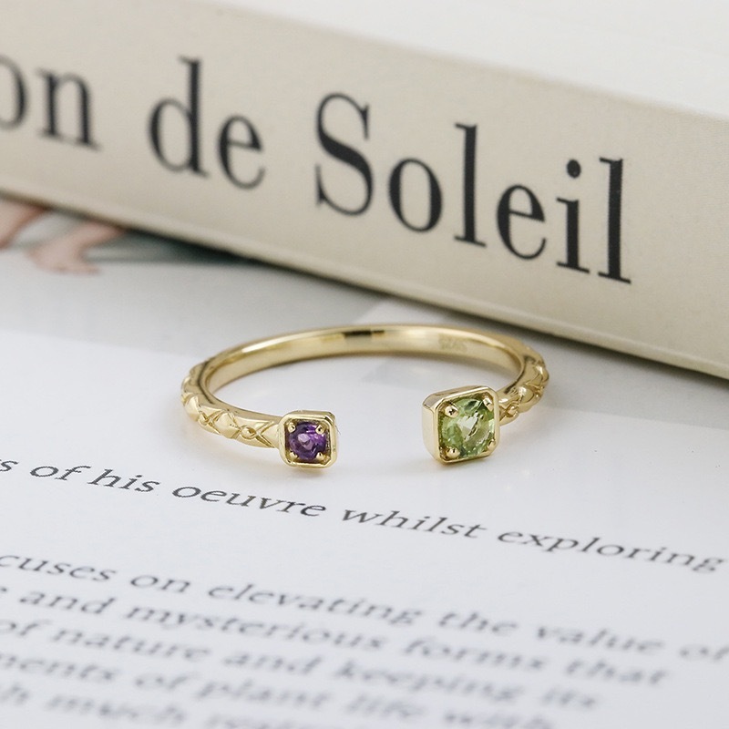 Dainty Peridot Ring Gold Green Olivine August February Birthstone Rings Art Deco Dainty Amethyst Open Adjust Wedding Band Ring Multi Gemstones Jewelry Gift