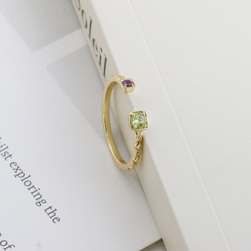 Dainty Peridot Ring Gold Green Olivine August February Birthstone Rings Art Deco Dainty Amethyst Open Adjust Wedding Band Ring Multi Gemstones Jewelry Gift