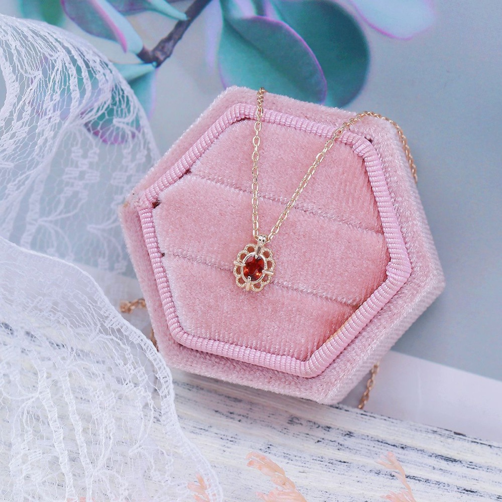 Natural Garnet Ring Necklace Gold January February Birthstone Jewelry Set Vintage Dainty Red Garnet Stud Earrings Filigree Anniversary Wedding Jewelry Gift